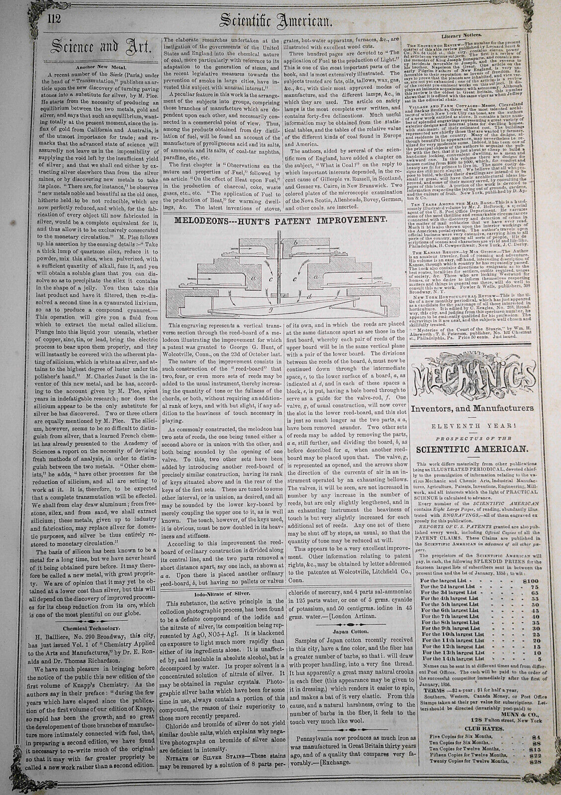 Scientific American, December 15, 1855. Drilling and Boring Machine, etc