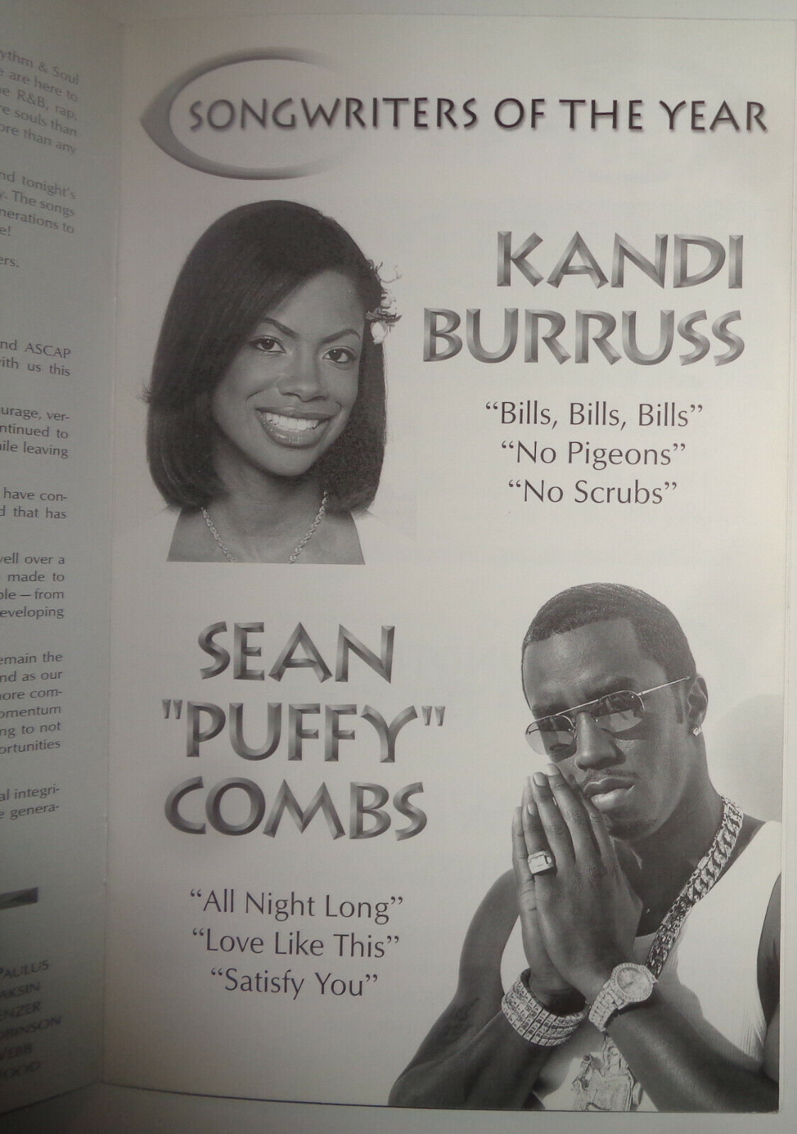 2000 ASCAP Rhythm & Soul Music Awards - Kandi Burruss, Sean "Puffy" Combs et al