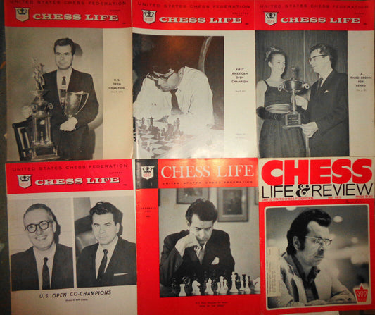 6 vintage Chess Life magazines with Grandmaster Pal Benko on cover