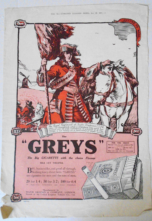 The "Greys" Cigarette Ad - original from Illustrated London News - July 20, 1918