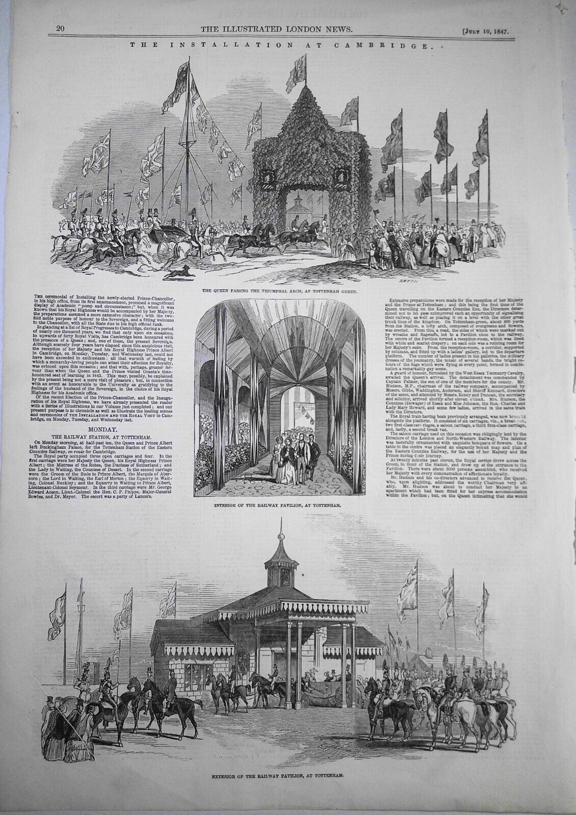 "The Installation at Cambridge" -  Illustrated London News, July 10, 1847