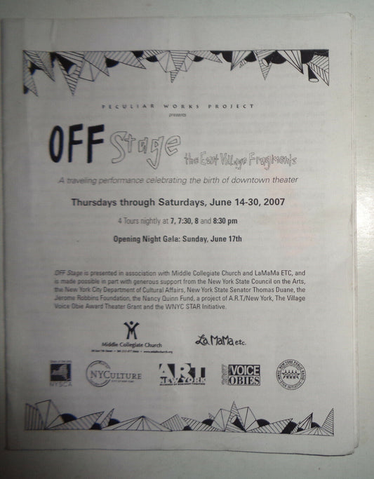 Off Stage - The East Village Fragments - Souvenir Program, June 14 - 30, 2007