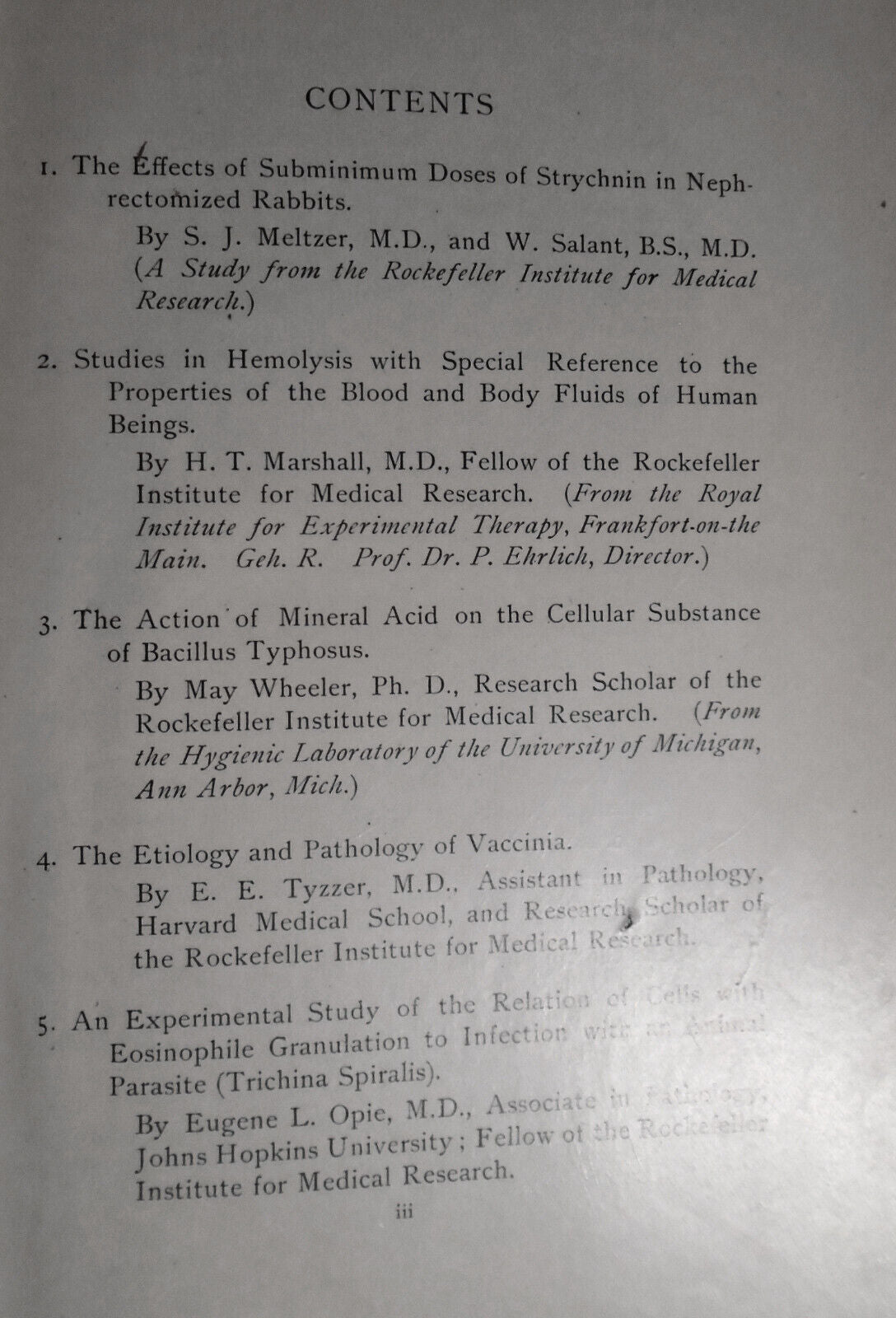 Studies From the Rockefeller Institute for Medical Research - Volume 3, 1905