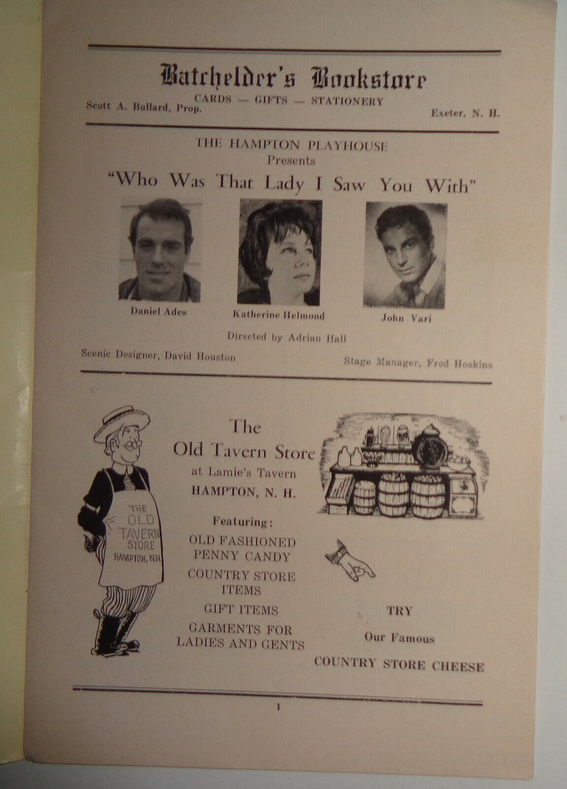 WHO WAS THAT LADY I SAW YOU WITH -  HAMPTON PLAYHOUSE, 1962 SOUVENIR PROGRAM