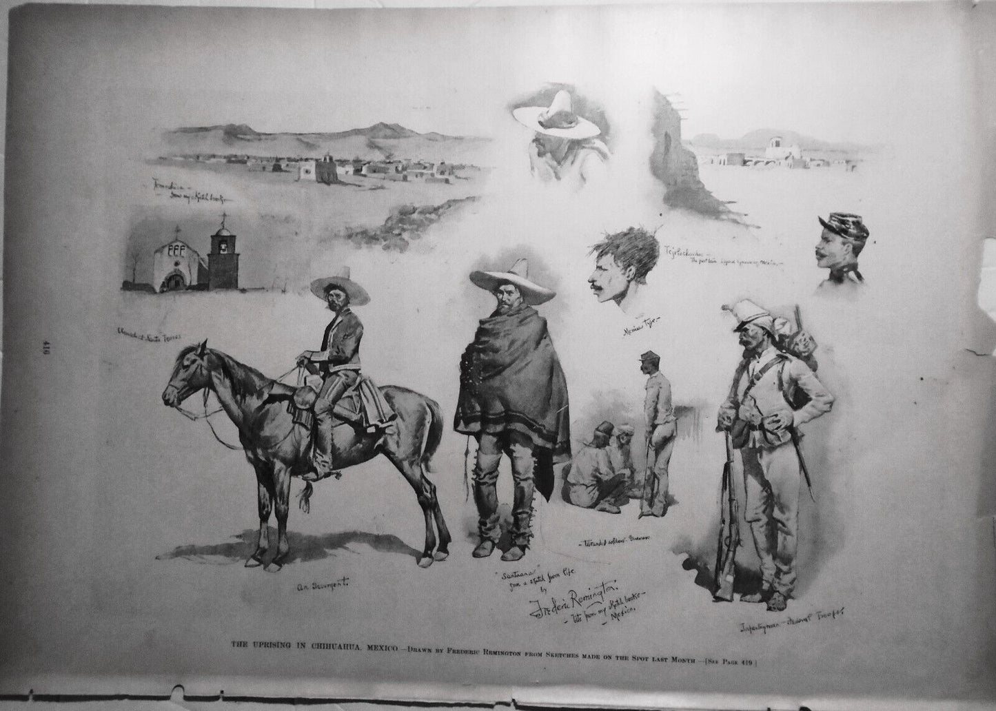 The Uprising In Chihuahua, Mexico, by Frederic Remington. Harper's Weekly  1880