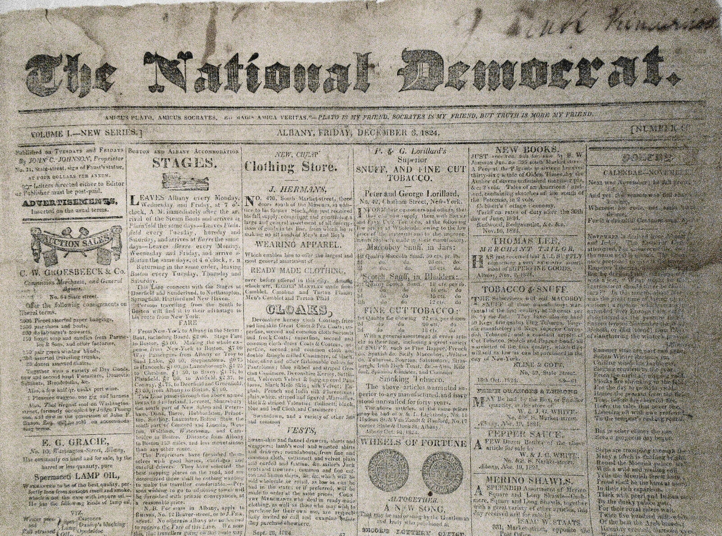 The National Democrat, December  3, 1824, Albany, New Y.