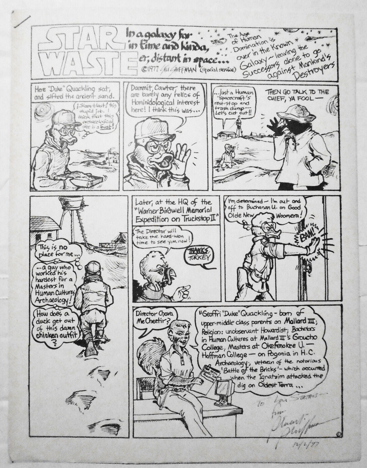 Star-Waste, by Stuart (Stu) Shiffman ***SIGNED*** 1977. Original comic strip