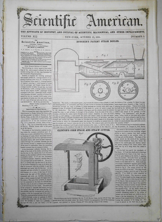 Scientific American, October 13, 1855. Stereoscopic pictures; Oscillating engine