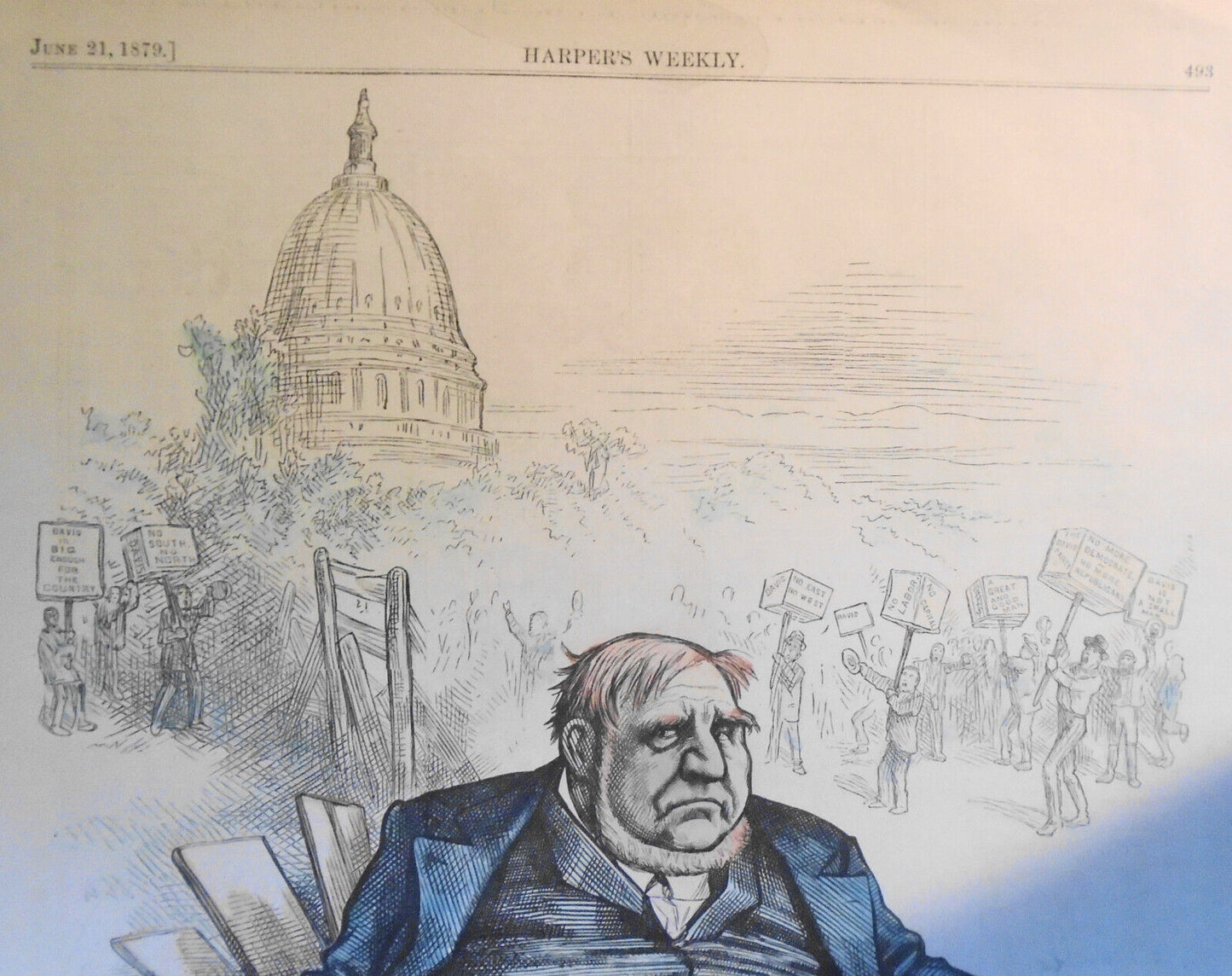 The David Davis Boom, by Thomas Nast - Harper's Weekly June 1879. Hand-colored.