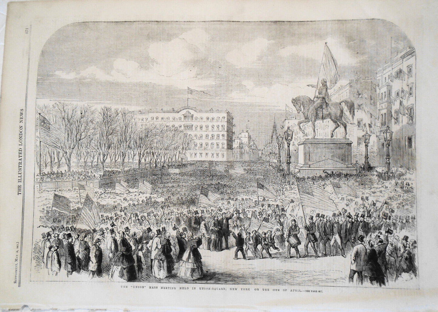 The "Union" Mass Meeting Held in Union-Square, New York. 1861 Original print