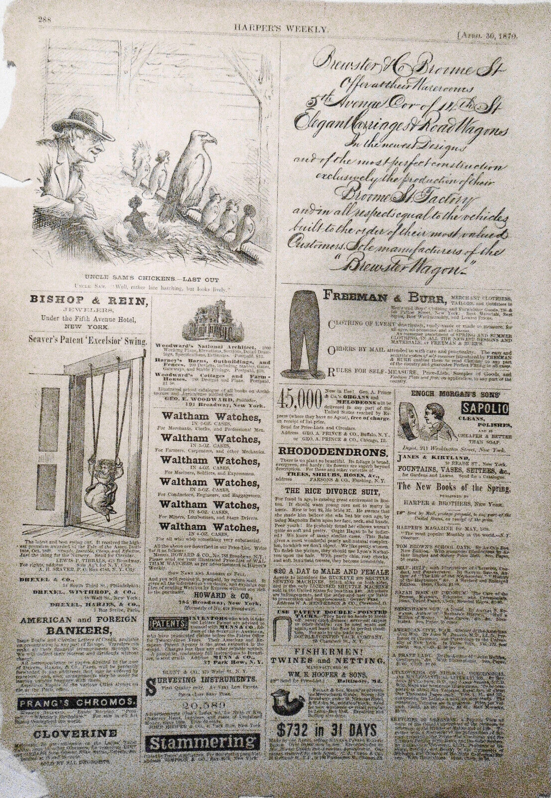 Uncle Sam's Chickens - Last Out. Harper's Weekly, April 30, 1870.