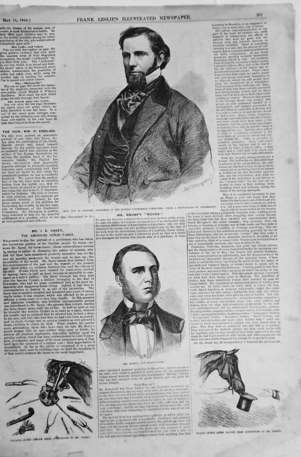 The American Horse-Tamer, Mr. J. S. Rarey - Frank Leslie's, May 15, 1858