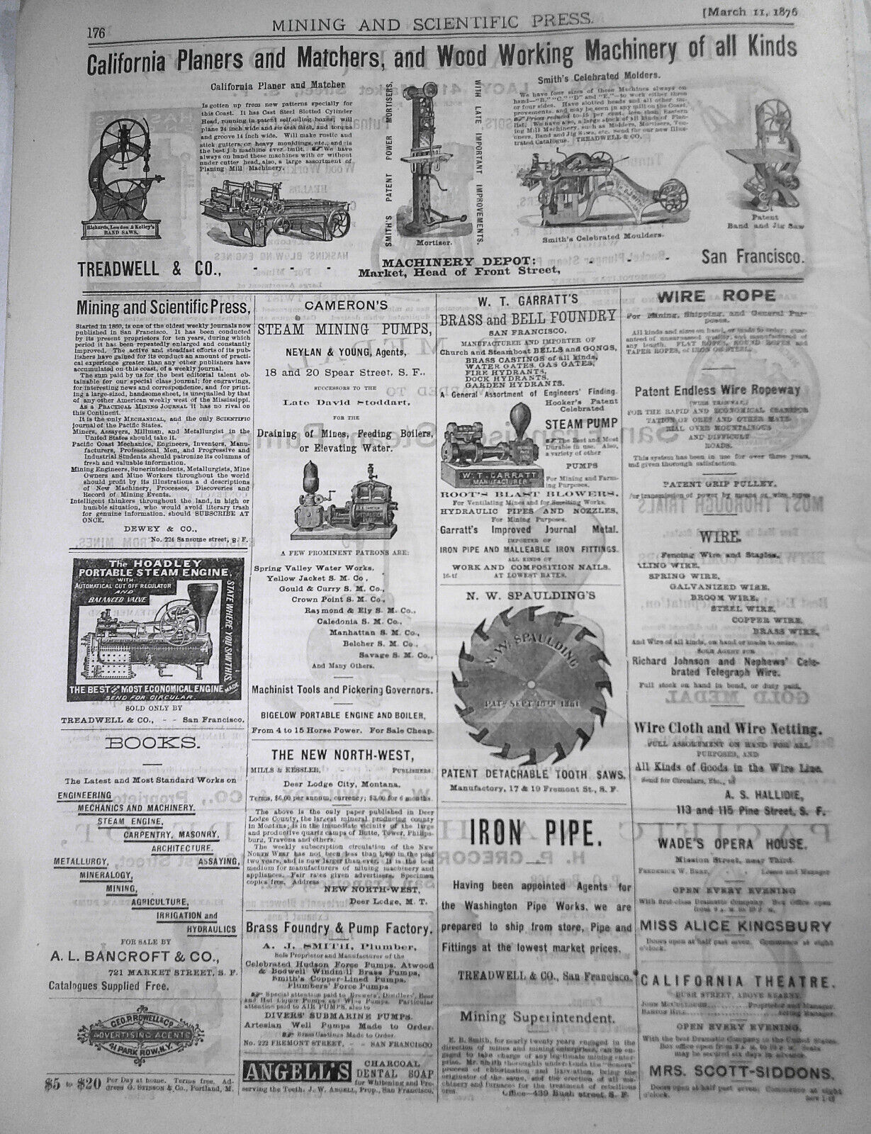 Mining and Scientific Press, March 11, 1876. Ballooning; Photo-lithography, etc