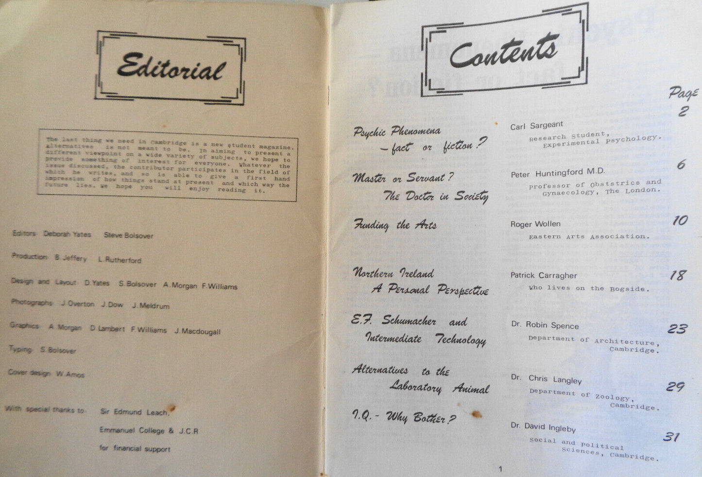 Alternatives - Premiere issue, 1976 - Cambridge University student publication