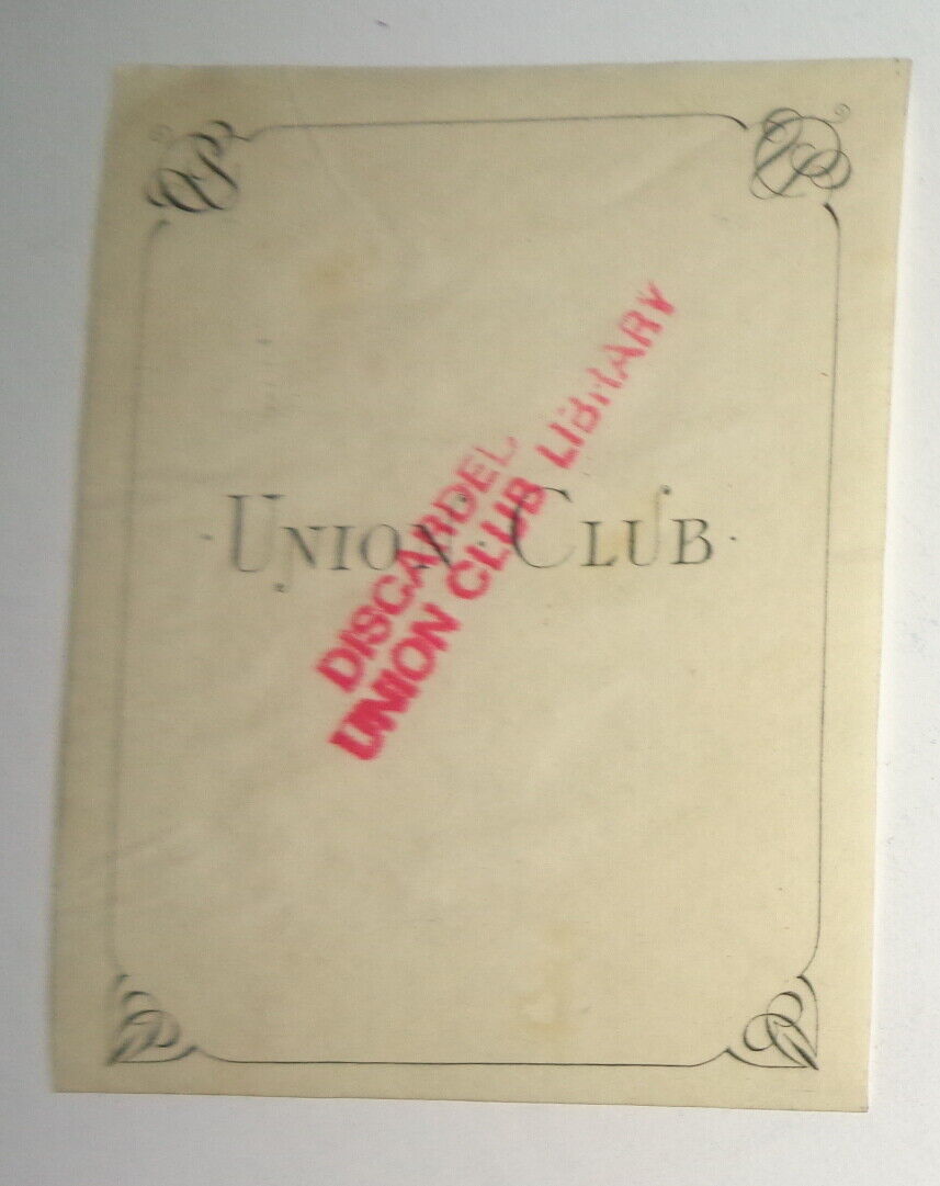 Union Club Library Ex Libris Bookplate