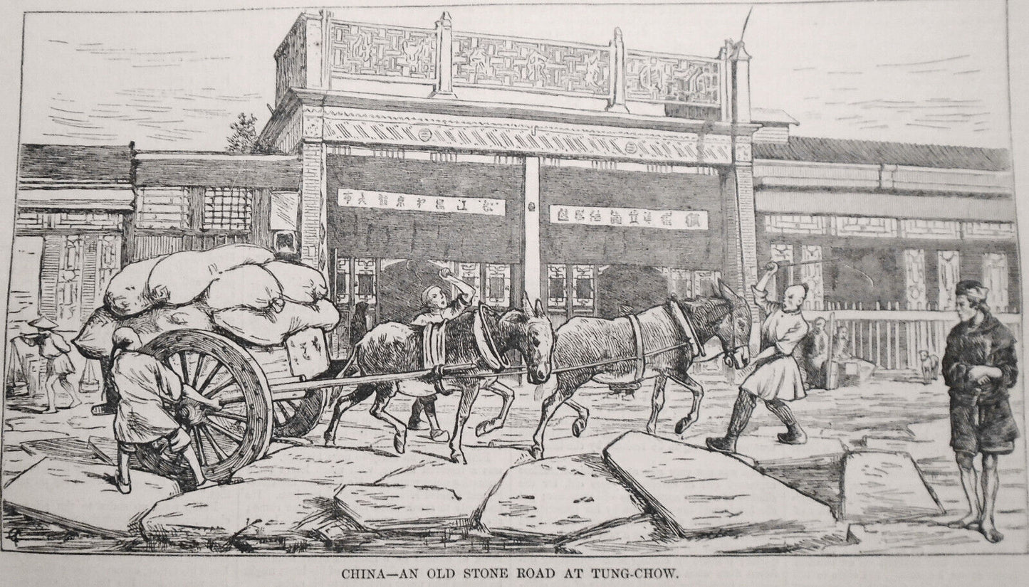 China, traveling In A Mule Litter, a Mountain Pass. Harper's Weekly May 10, 1873
