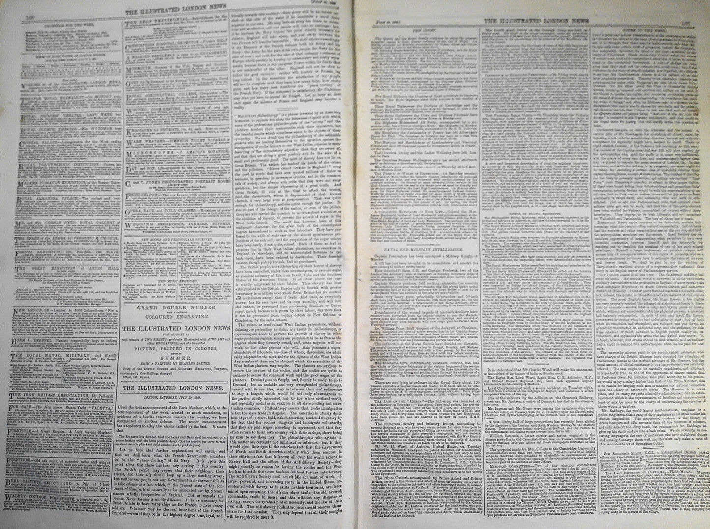 Illustrated London News, July 30, 1859. Railway Map of Lower Egypt;  Mantua; etc