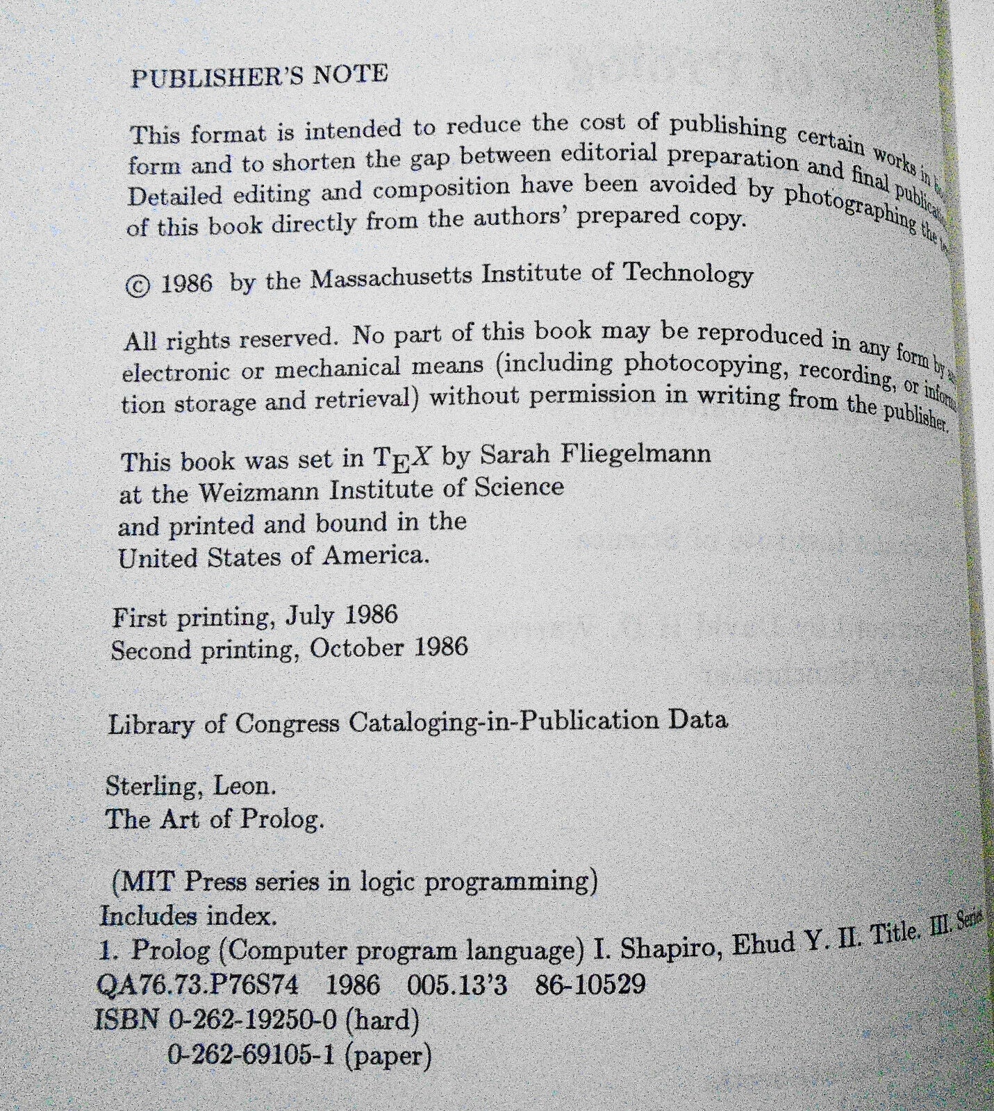 The Art of Prolog : advanced programming techniques - Sterling & Shapiro