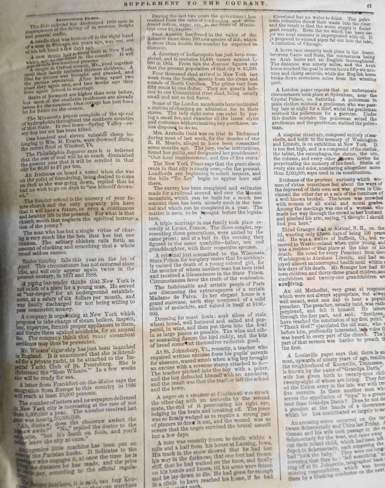 1866 - General Joseph Hawley tribute - in Supplement To The Connecticut Courant