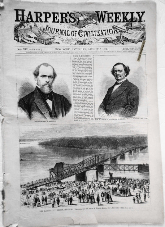 Harper's Weekly, August 7, 1869 : Kansas City Bridge, Flirtation; Pearl Fishery