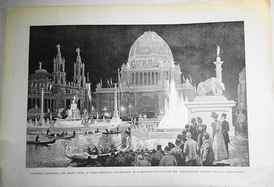 Columbian Exposition – Electrical Illumination of Macmonnies's Fountain. HW 1893