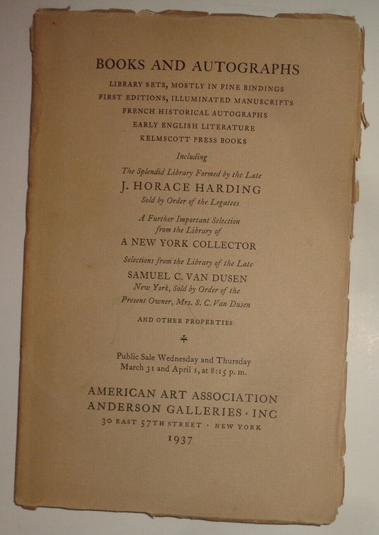 Books and autographs .. fine bindings .. Kelmscott Press - J Horace Harding 1937
