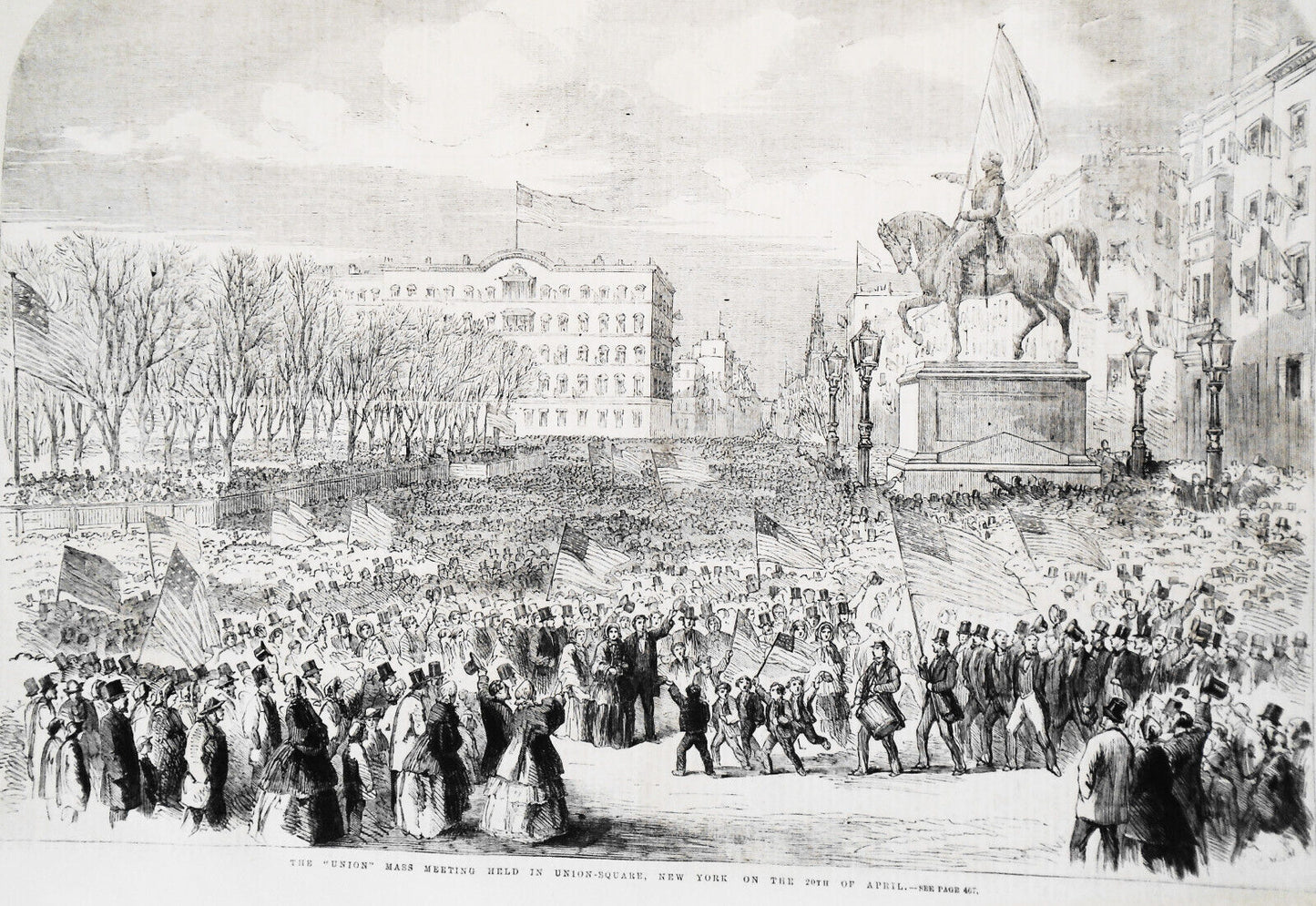 The "Union" Mass Meeting Held in Union-Square, New York. 1861 Original print