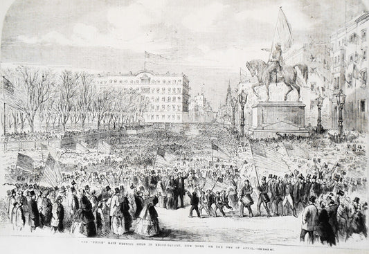 The "Union" Mass Meeting Held in Union-Square, New York. 1861 Original print