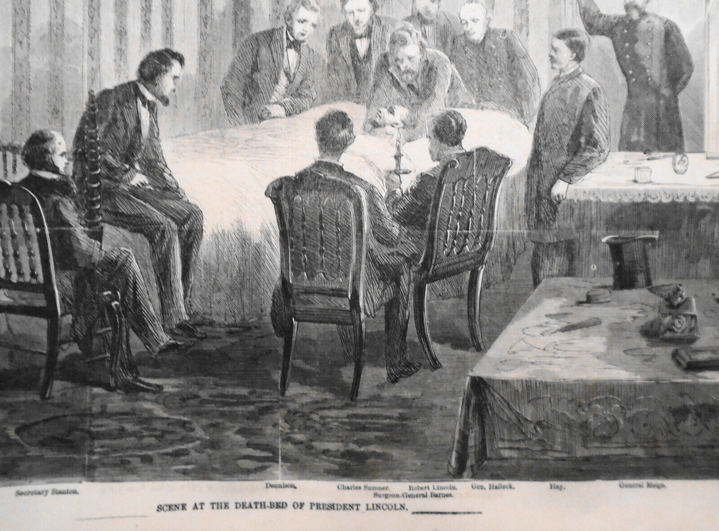 Scene At The Death-Bed of President Lincoln Harper's Weekly May 6, 1865 Original