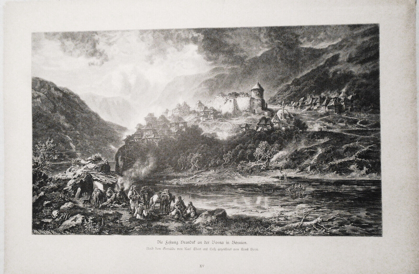 1882 Die Festung Vranduk an der Bosna in Bosnien by Karl Ebert ... Ernst Heyn.
