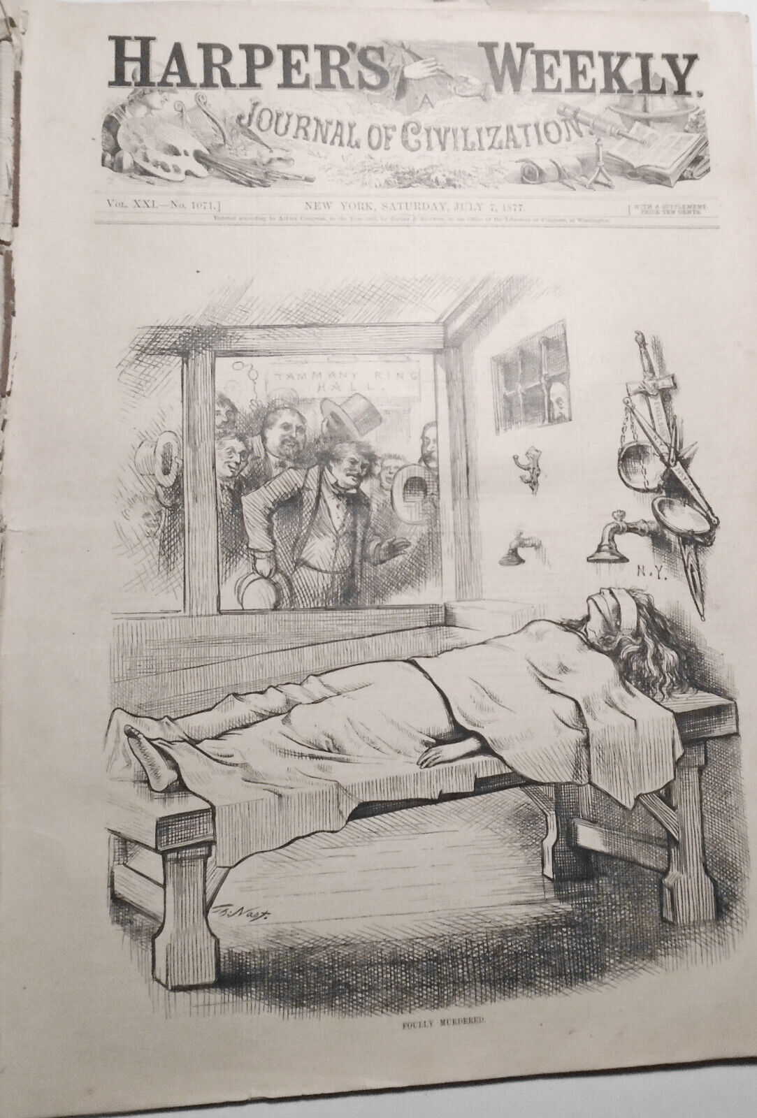 Harper's Weekly July 7, 1877 - Manhattan Abattoir; Foully Murdered; Russia Turk