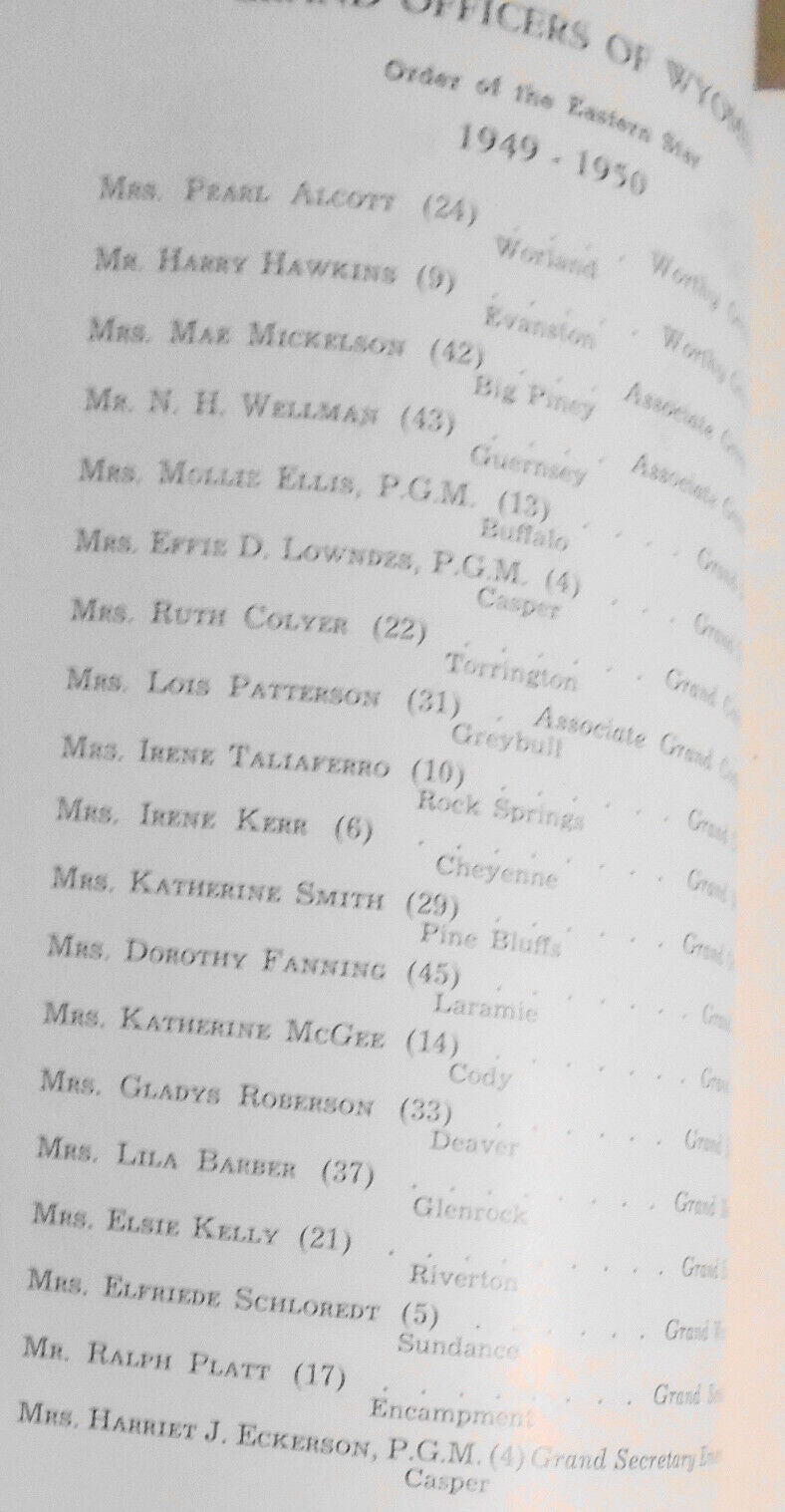 1950 Proceedings of Grand Chapter of Wyoming, Order of the Eastern Star