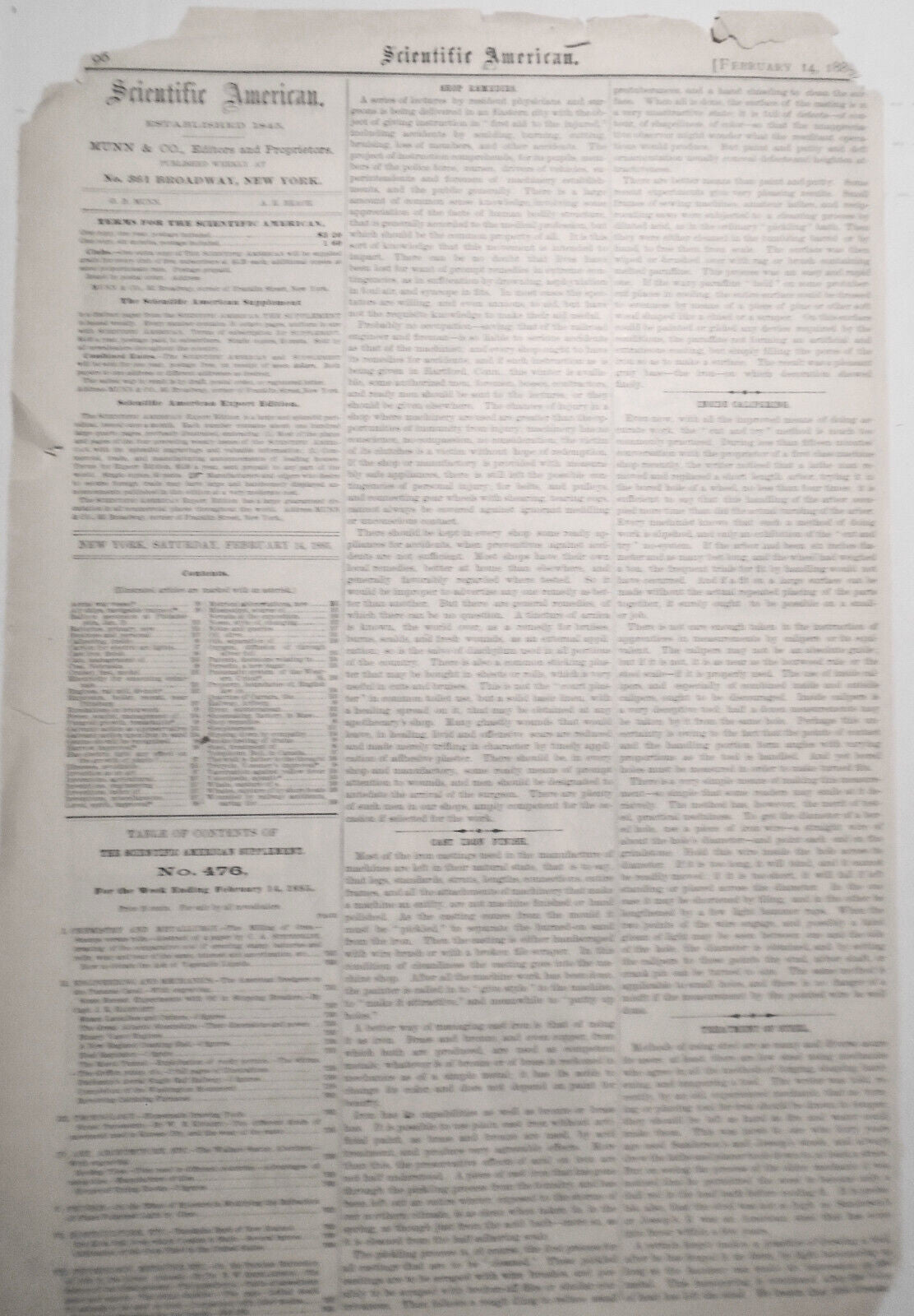 1885  Pneumatic System Of Western Union Telegraph Company -- Scientific American