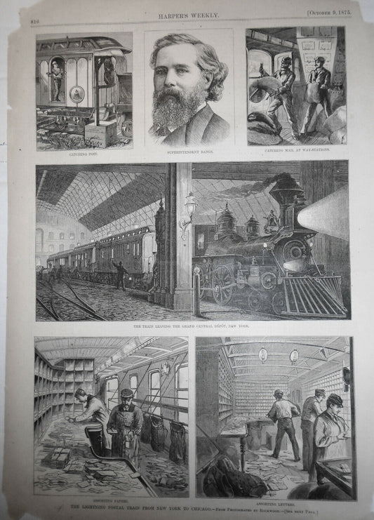 The Lightning Postal Train from New York to Chicago -Harper's Weekly Oct 9, 1875