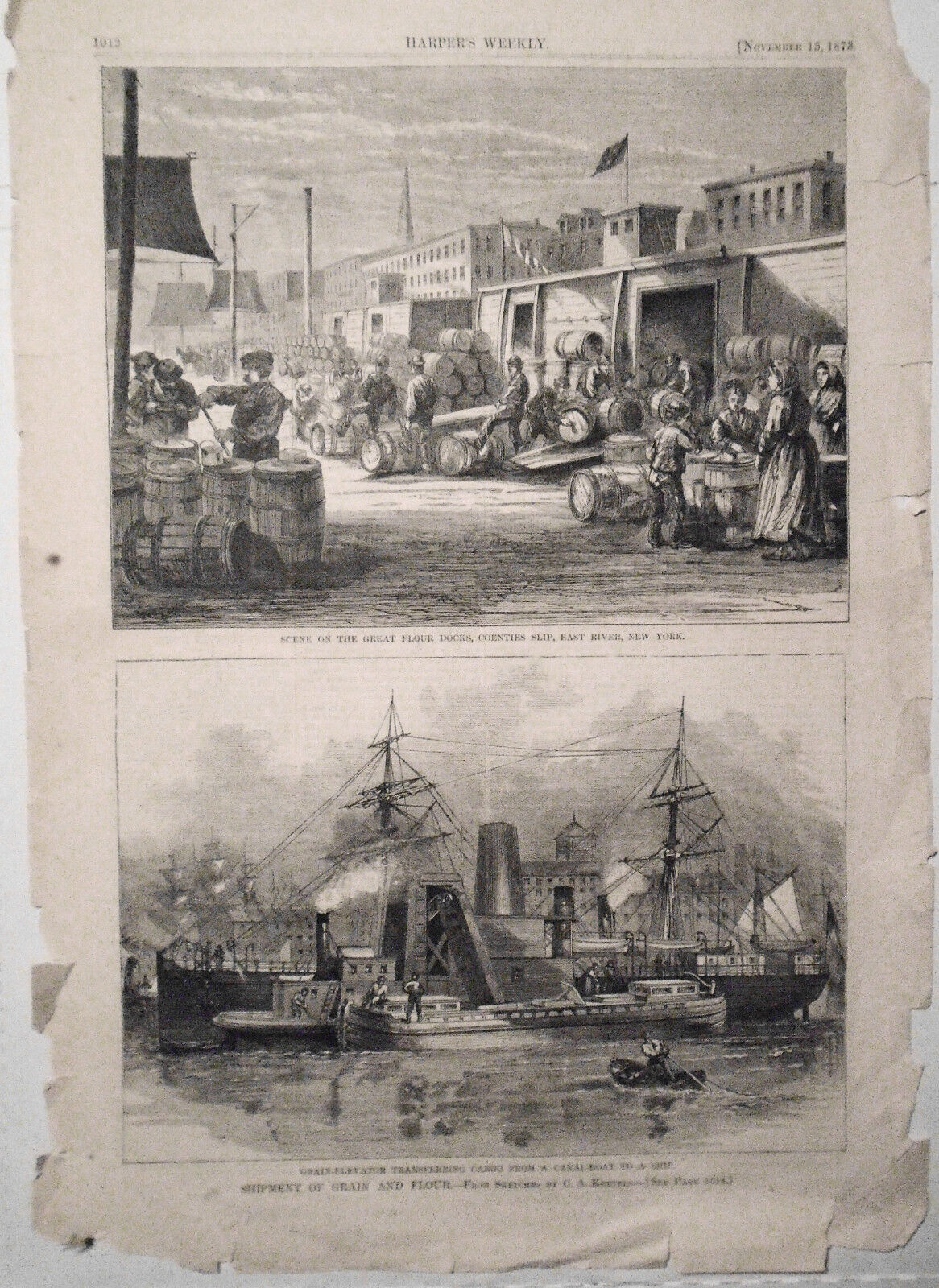 Shipment Of Grain And Flour - Sketches By C. A. Keetels - Harper's Weekly 1873