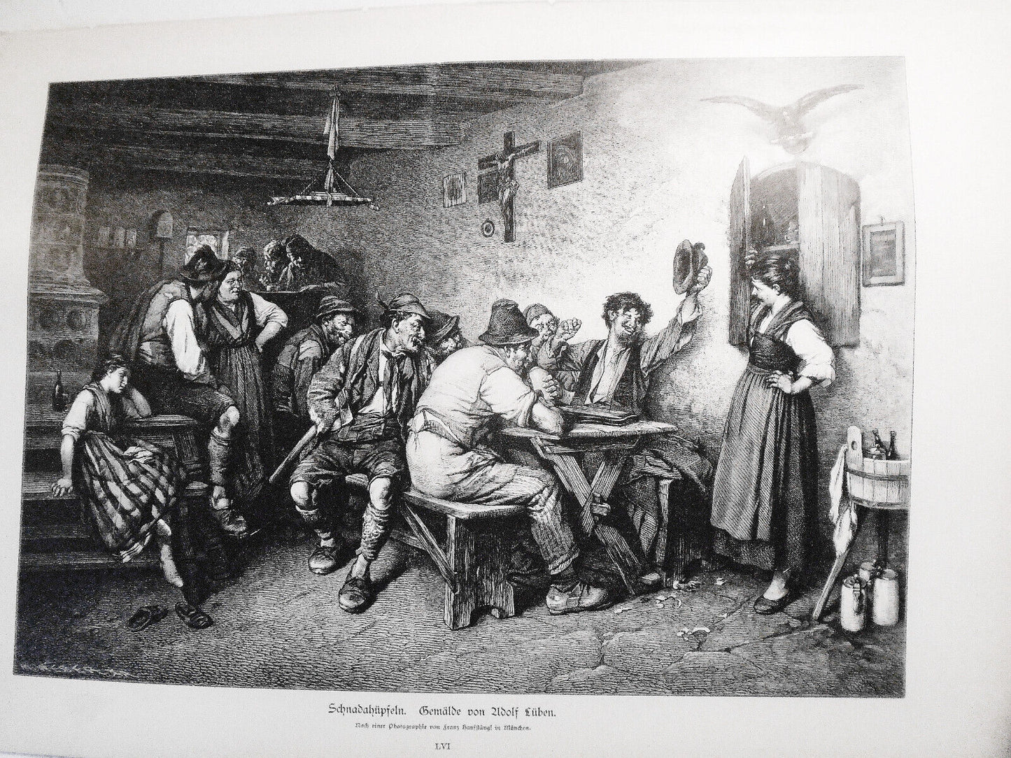 Schnadahupfeln, by Adolf Luben  --  1886  - Original antique print