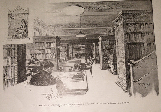 The Avery Architectural Library, Columbia University. Harper's Weekly 1898 print