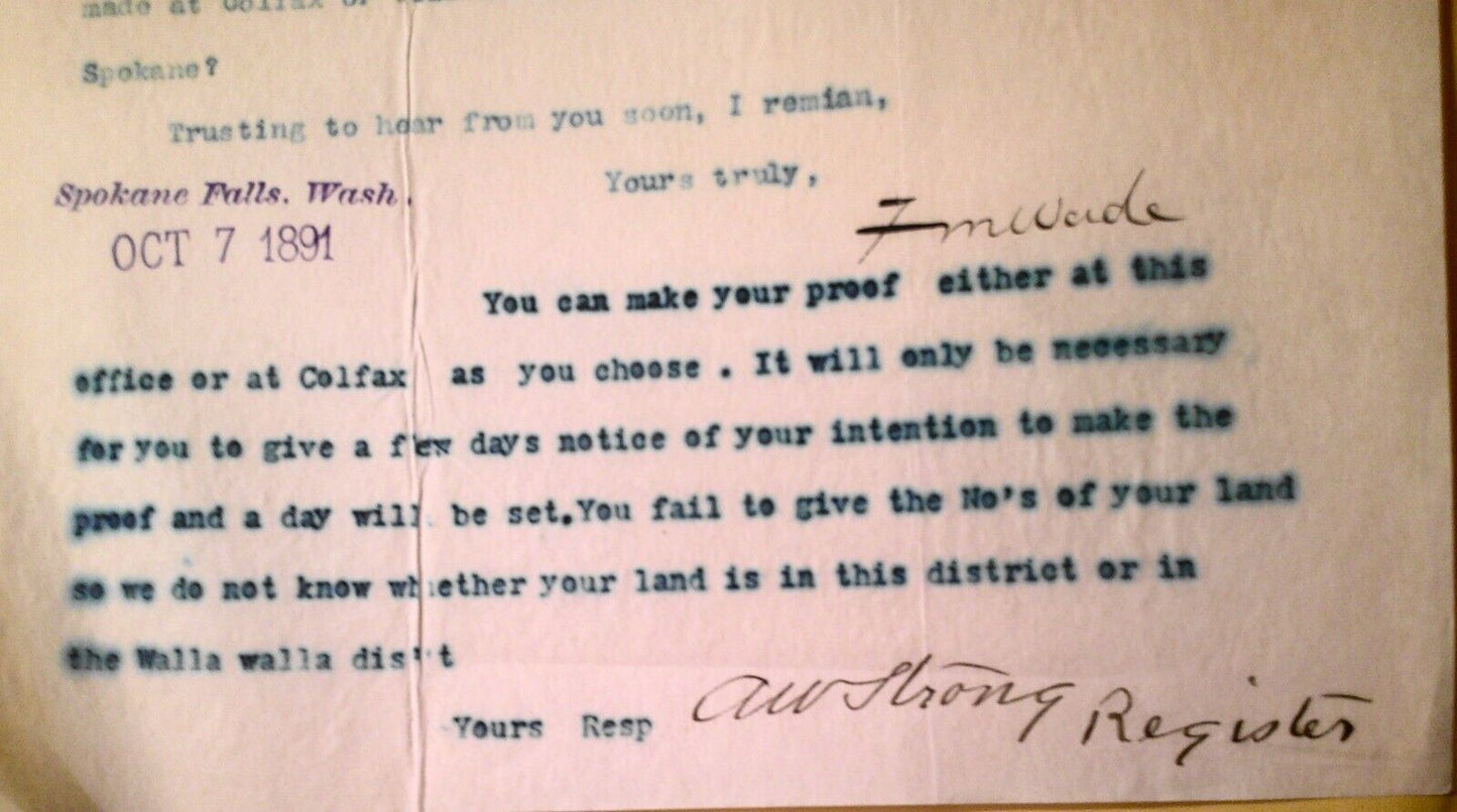 1891  National Bank of Commerce, Tacoma, Washington - letter regarding title