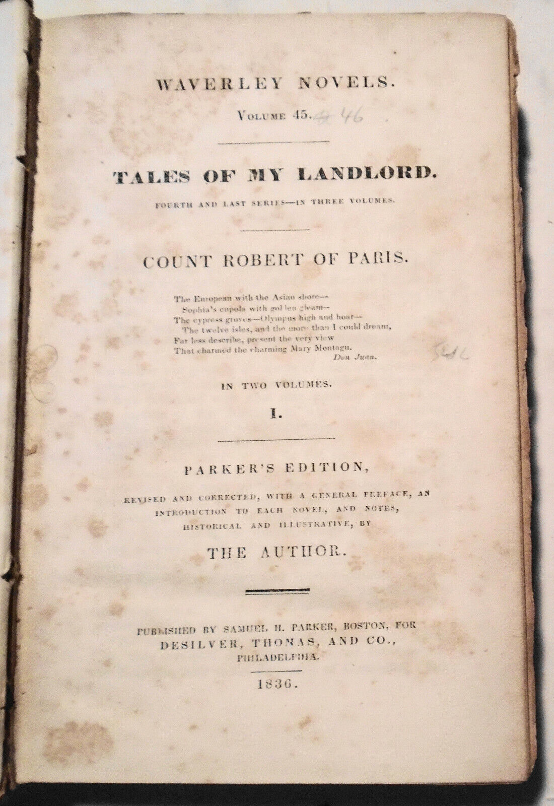 1836 Count Robert Of Paris -Sir Walter Scott Tales Of My Landlord Waverly 45, 46