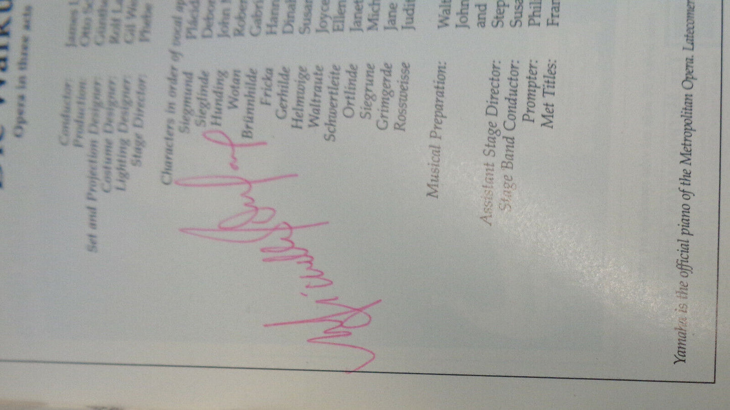 DIE WALKURE - METROPOLITAN OPERA - STAGEBILL - 1996 SIGNED by MICHELLE DeYOUNG
