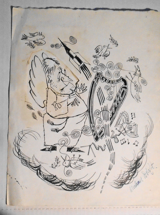 Signed "Michael Wright" Pen-Ink Sketch - British origin 1900s