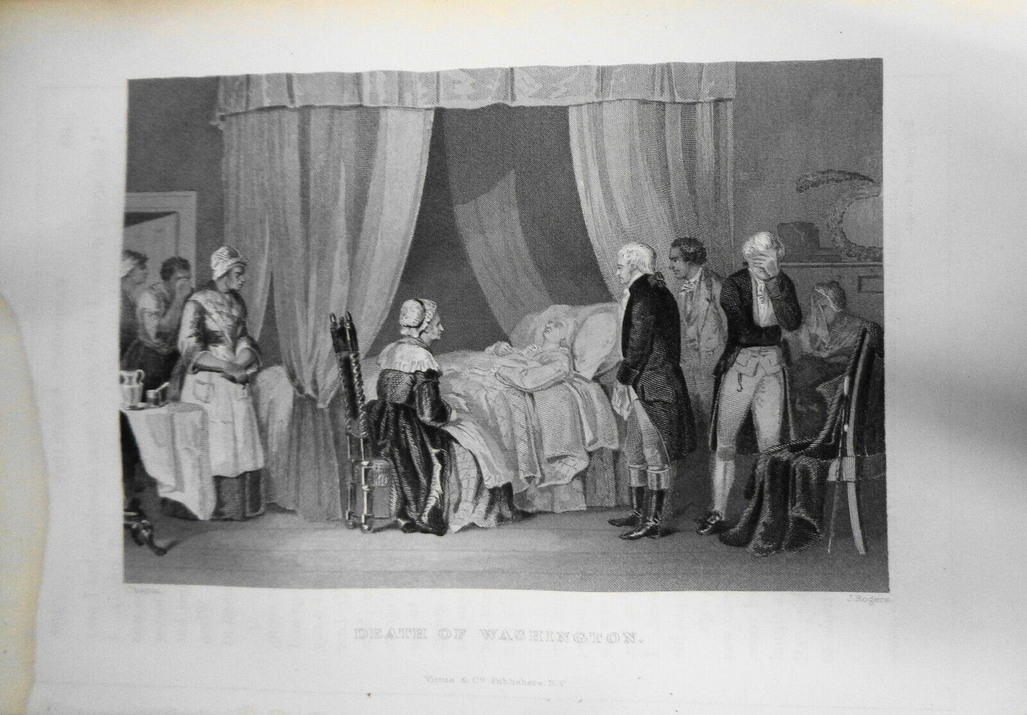 1860 - Death of Washington / J. Rogers after Chapin - Original engraving