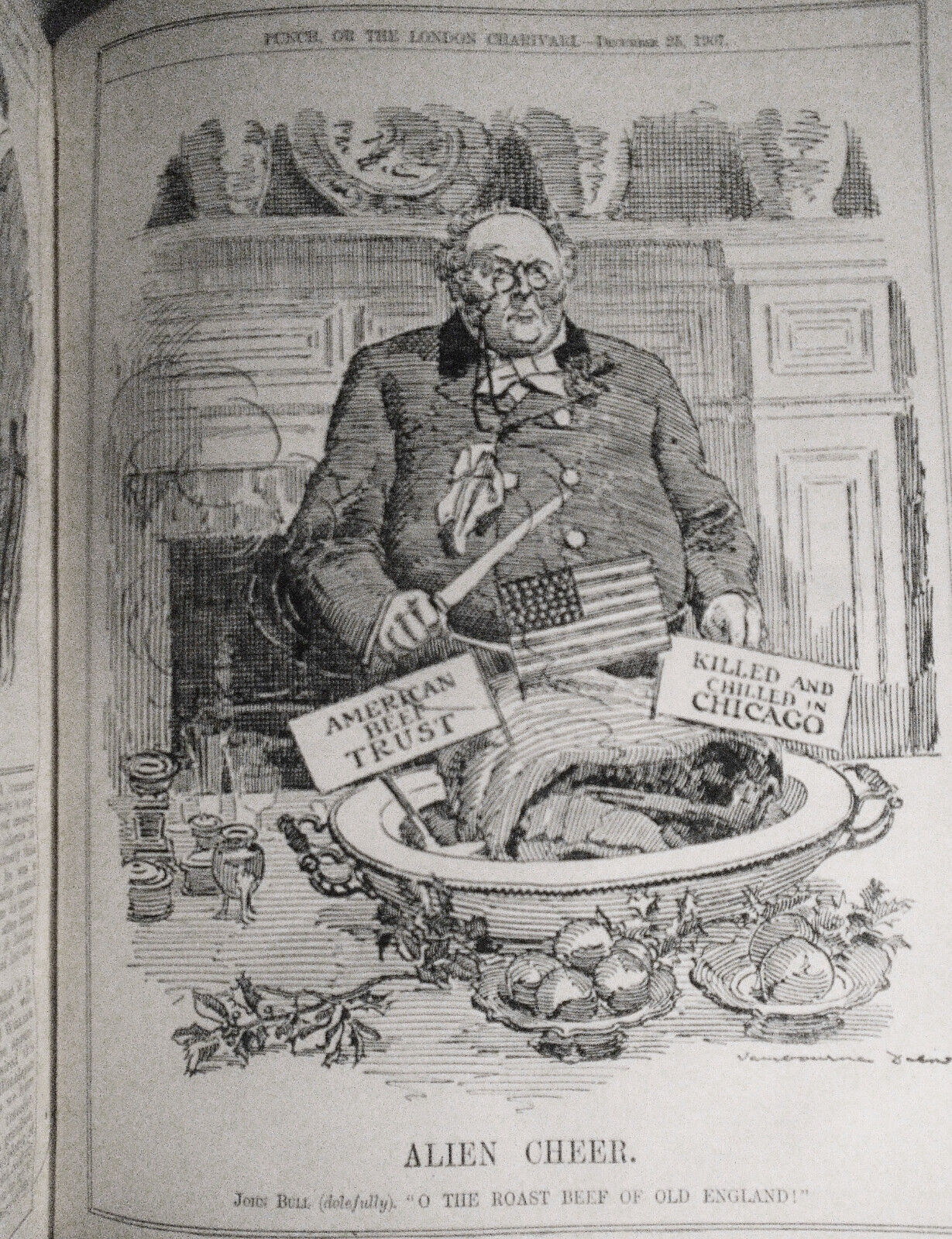 Punch Magazine, July-Dec 1907. Bound volume. With  1907 Almanac.