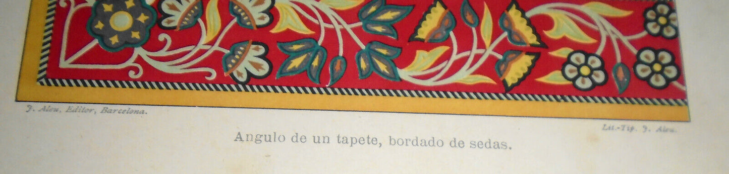 ARTE PERSA ornamentation - lot of 2 lithographs ca 1890 by J. Aleu, Barcelona.