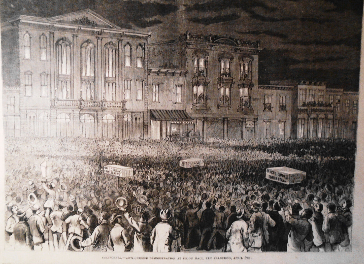 1876 Anti-Chinese Demonstration in San Francisco. Original - Frank Leslie's 5/6