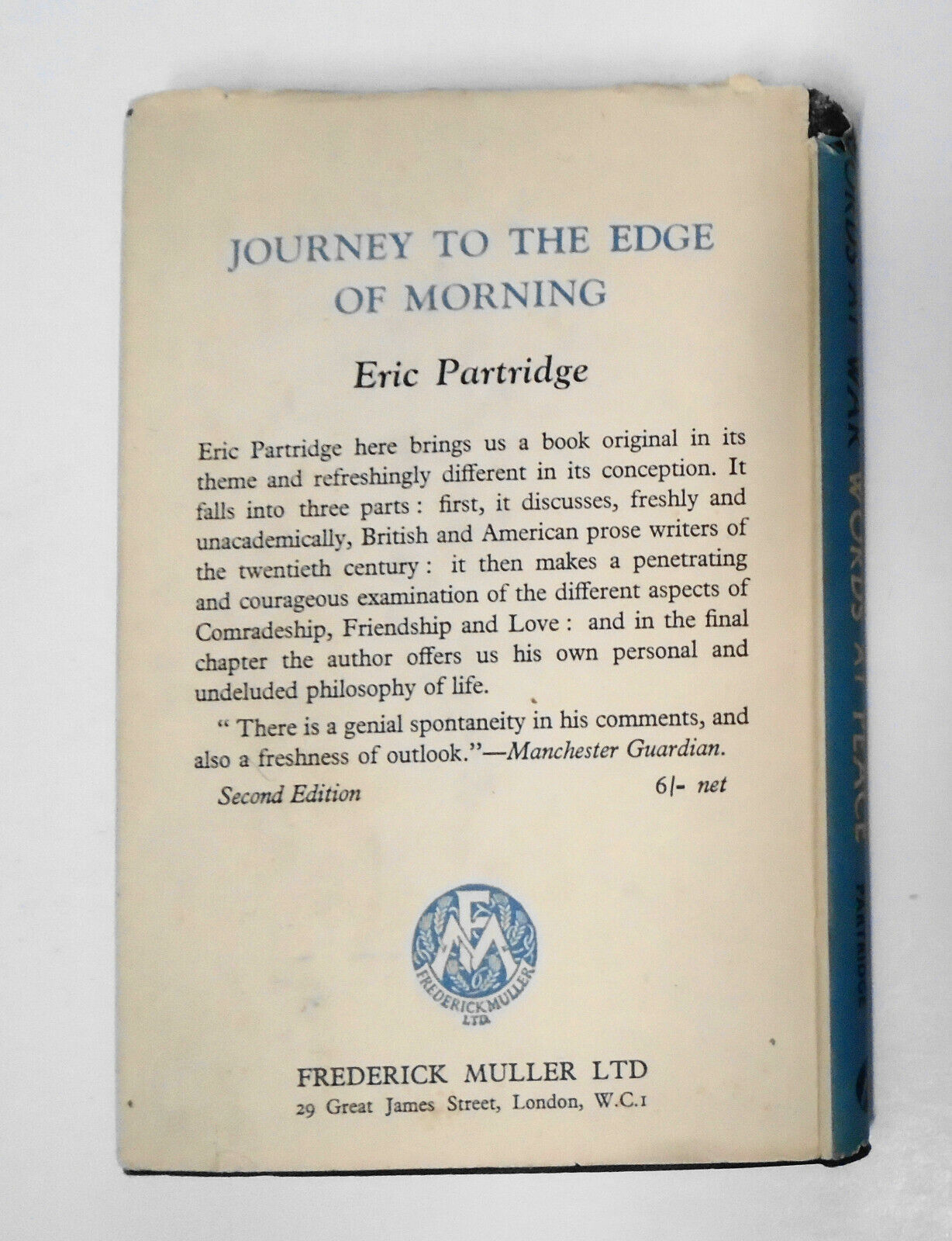 Words At War, Words At Peace - Essays On Language, by Eric Partridge. HC 1st ed