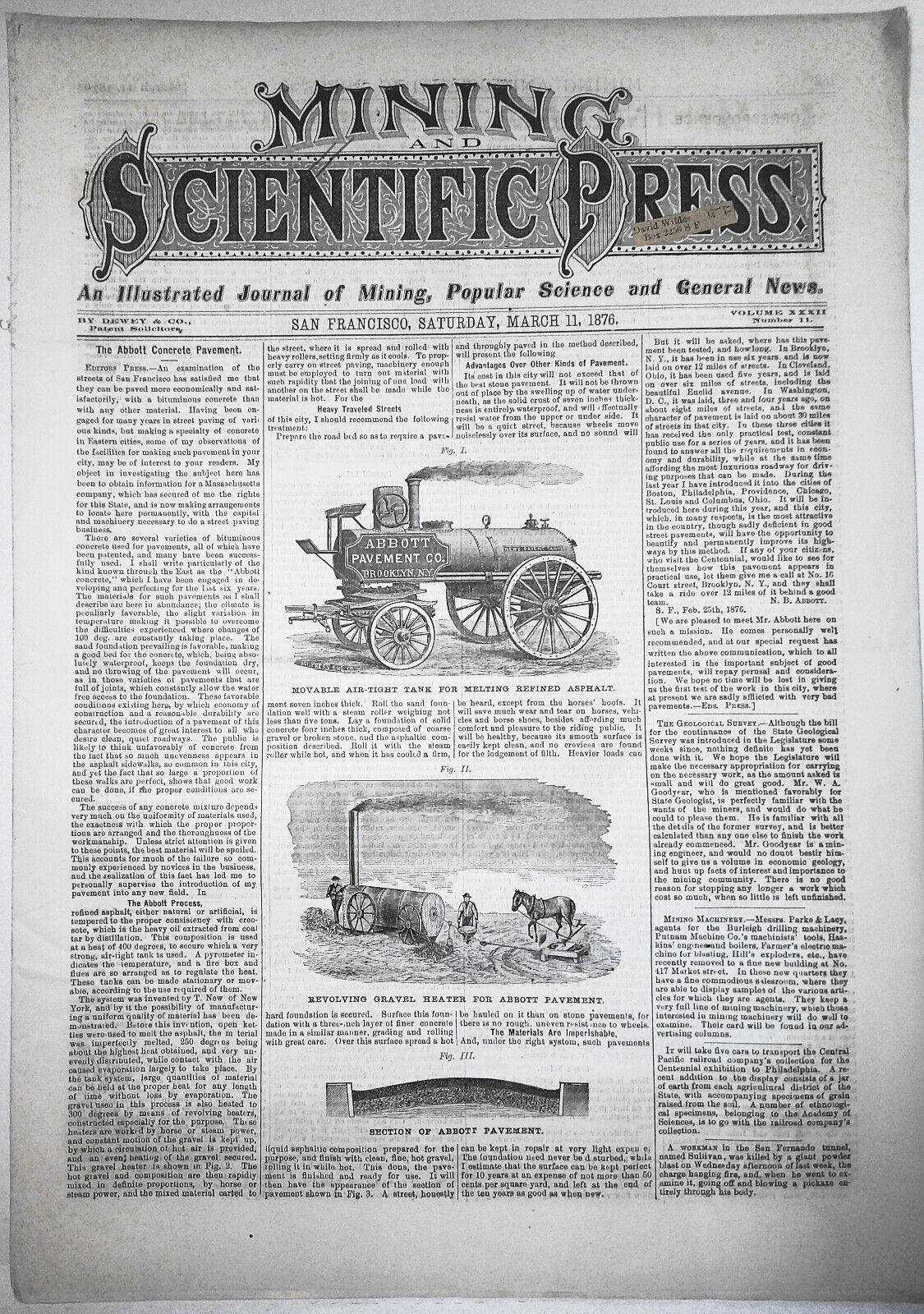 Mining and Scientific Press, March 11, 1876. Ballooning; Photo-lithography, etc