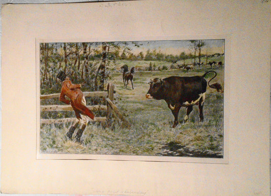 When a Red Coat is Embarrassing, by A. B. Frost. Hand-colored.  Original. 1904.