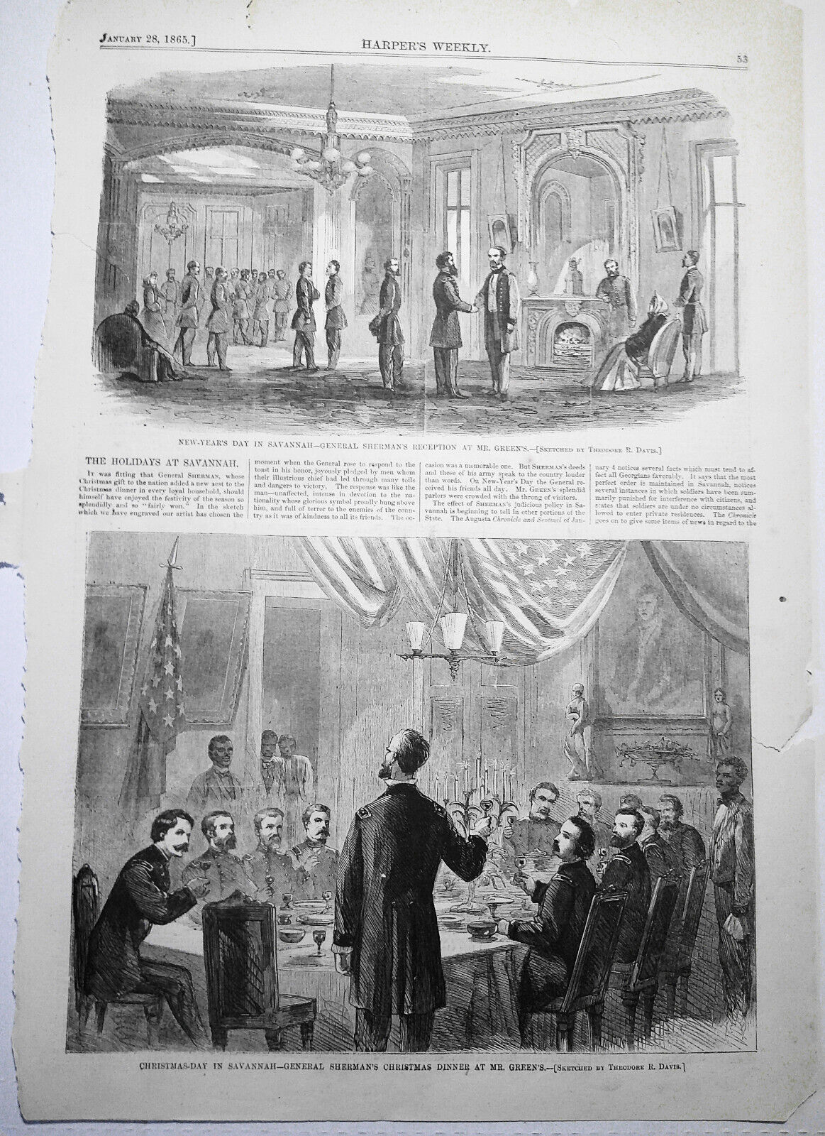 [Sherman] Holidays at Savannah :  Christmas & New Year's, Harper's Weekly, 1865.