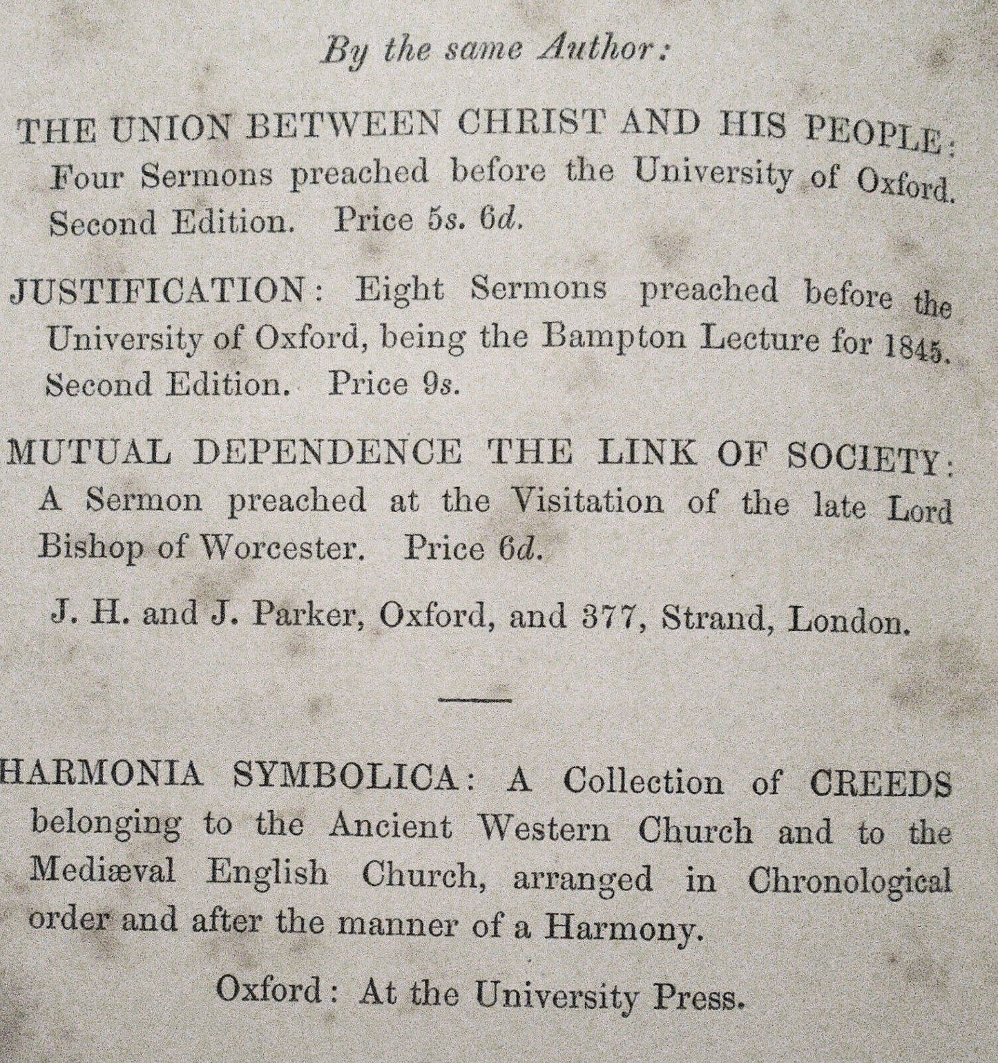 1862 The form of sound words ... seven sermons at Oxford, by Charles A. Heurtley